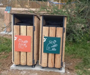 Signalétique touristique - Gamme Furca - Corbeille Furca - Fabrication PIC BOIS