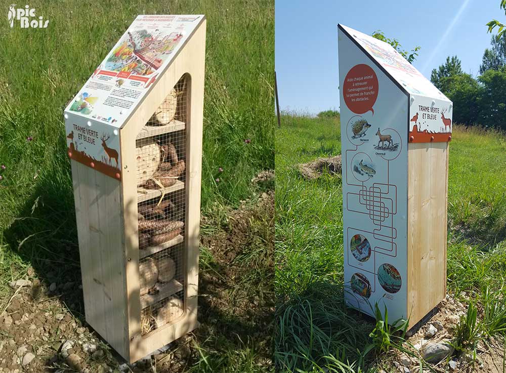 Signalétique touristique - PIC BOIS - Plaque thématique biodiversité "Trame Verte et Bleue" - Fabrication PIC BOIS