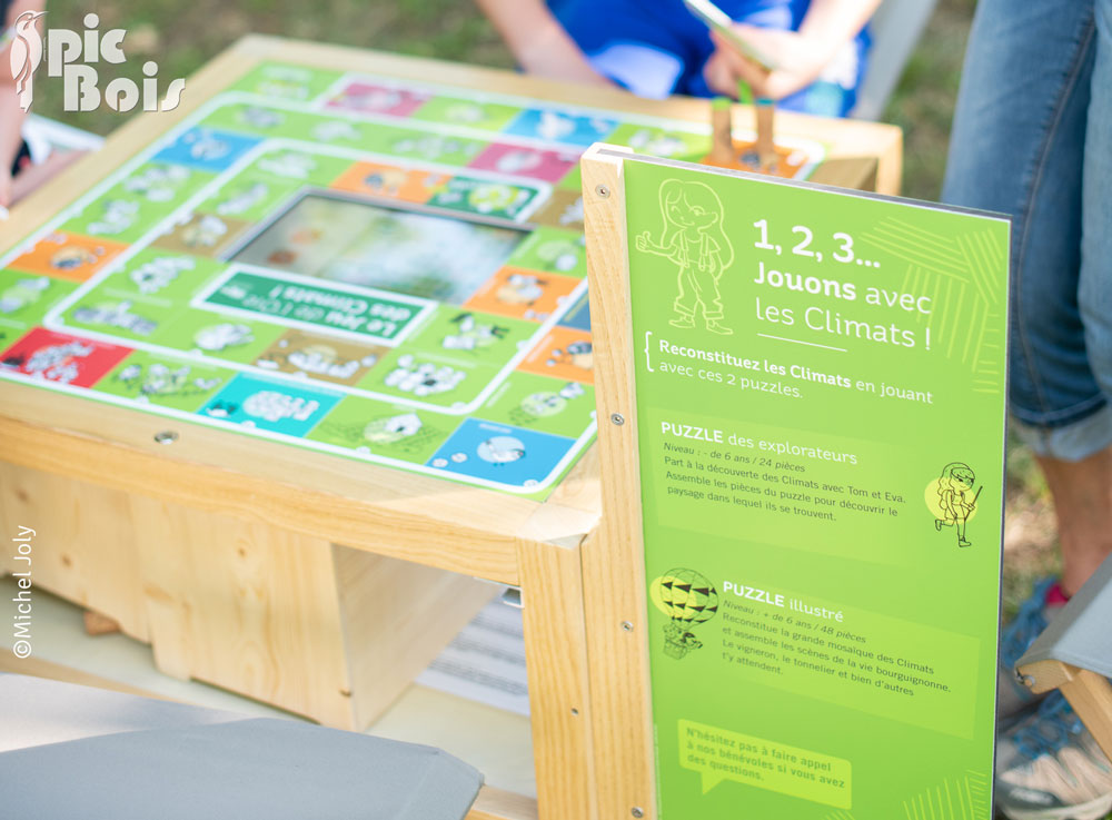 Signalétique touristique - Table de jeu - Table du jeu de l'oie - Fabrication PIC BOIS