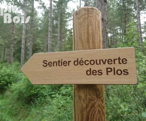 Flèche directionnelle en compact gravé – Sentier des Plos Greffeil (11) PIC BOIS - Flèche directionnelle en compact gravé - Sentier des Plos Greffeil (11)