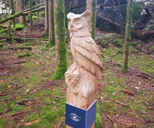 Signalétique touristique - Sculpture - Hibou - Fabrication PIC BOIS