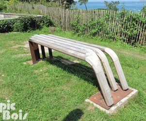 Signalétique touristique | Banc - acier corten et bois - 22-St Jacut de la Mer