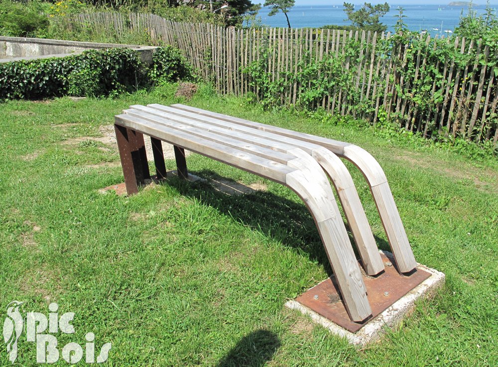 Signalétique touristique | Banc - acier corten et bois - 22-St Jacut de la Mer