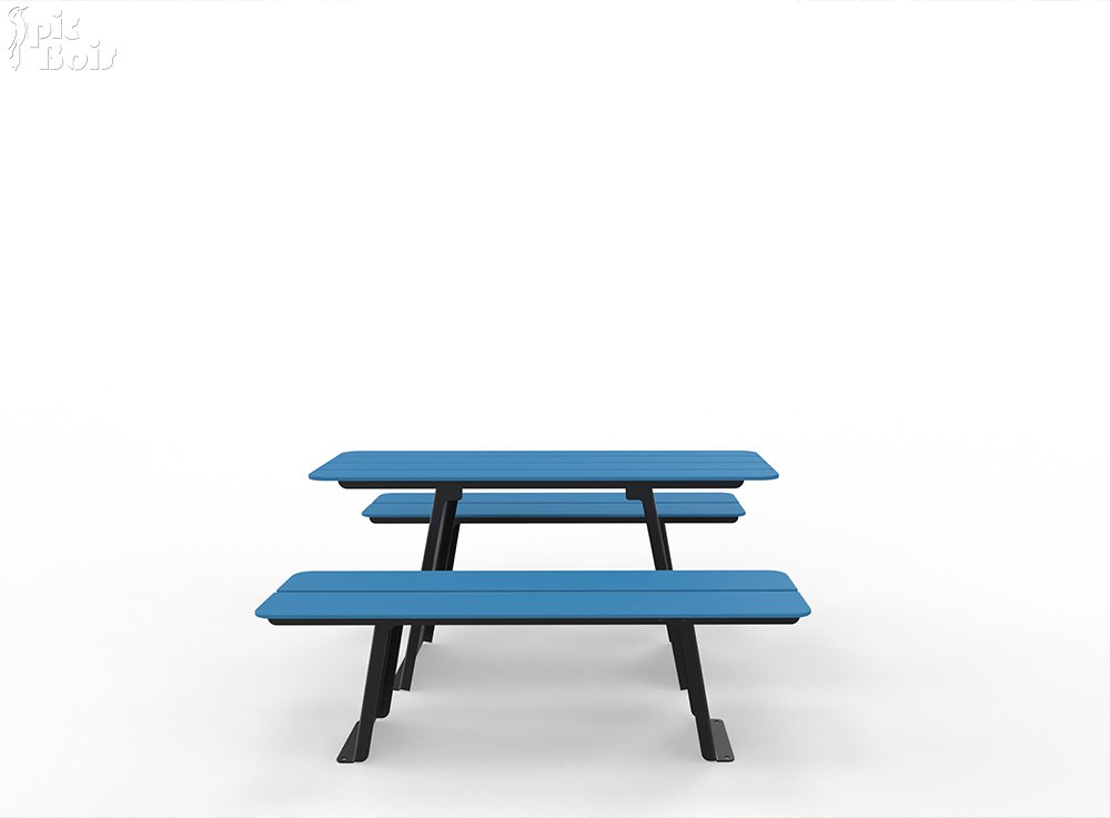 Mobilier urbain gamme Avenir - Banquette et table - bleu vif