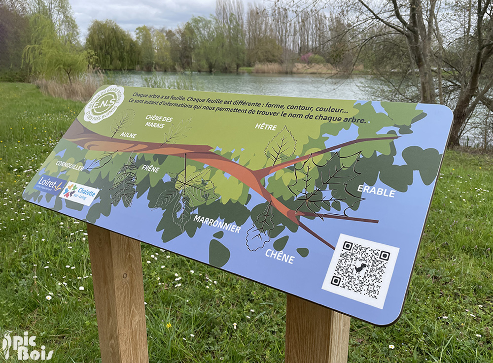 Signalétique touristique | Table de lecture - Gravure feuilles - ENS du Grand Rozeau