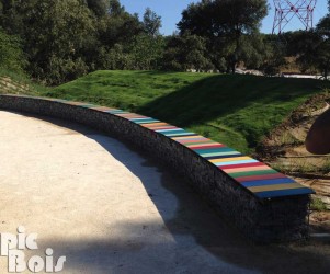 Signalétique touristique - Banc - Assise en gabion - Fabrication PIC BOIS