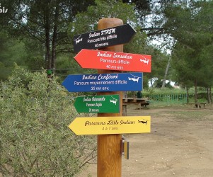 Signalétique touristique - Directionnel piéton - Parc Municipal - Fabrication PIC BOIS