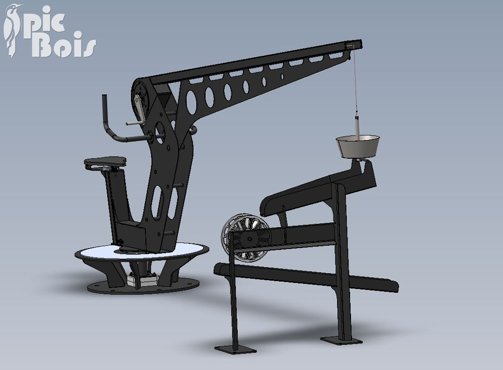 Signalétique touristique - Jeu ludo-sportif - Modélisation grue - Fabrication PIC BOIS