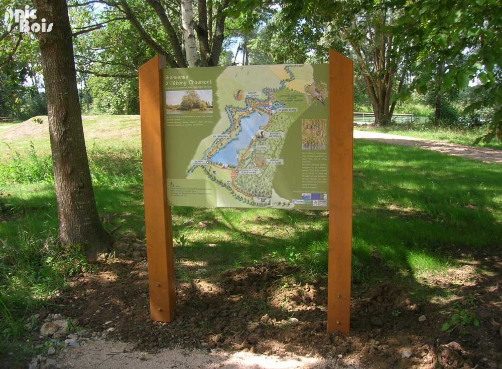 Signalétique touristique - Panneau d'information - Etang Chaumont - Fabrication PIC BOIS