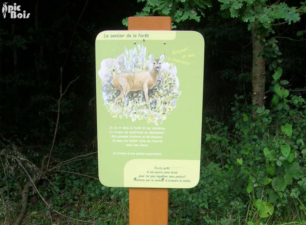 Signalétique touristique - Plaque thématique - Sentier de la forêt - Fabrication PIC BOIS