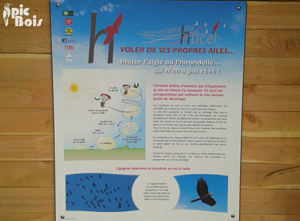 Signalétique touristique - Plaque thématique - Oiseaux migrateurs - Fabrication PIC BOIS