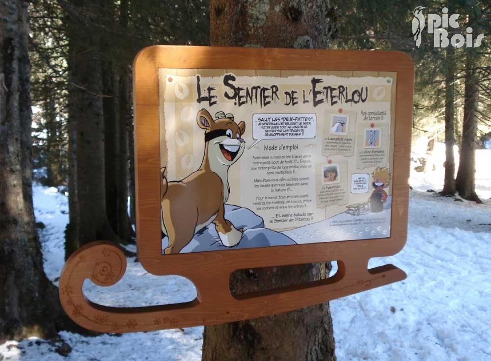 Signalétique touristique - Plaque thématique - Sentier d'activité - Fabrication PIC BOIS