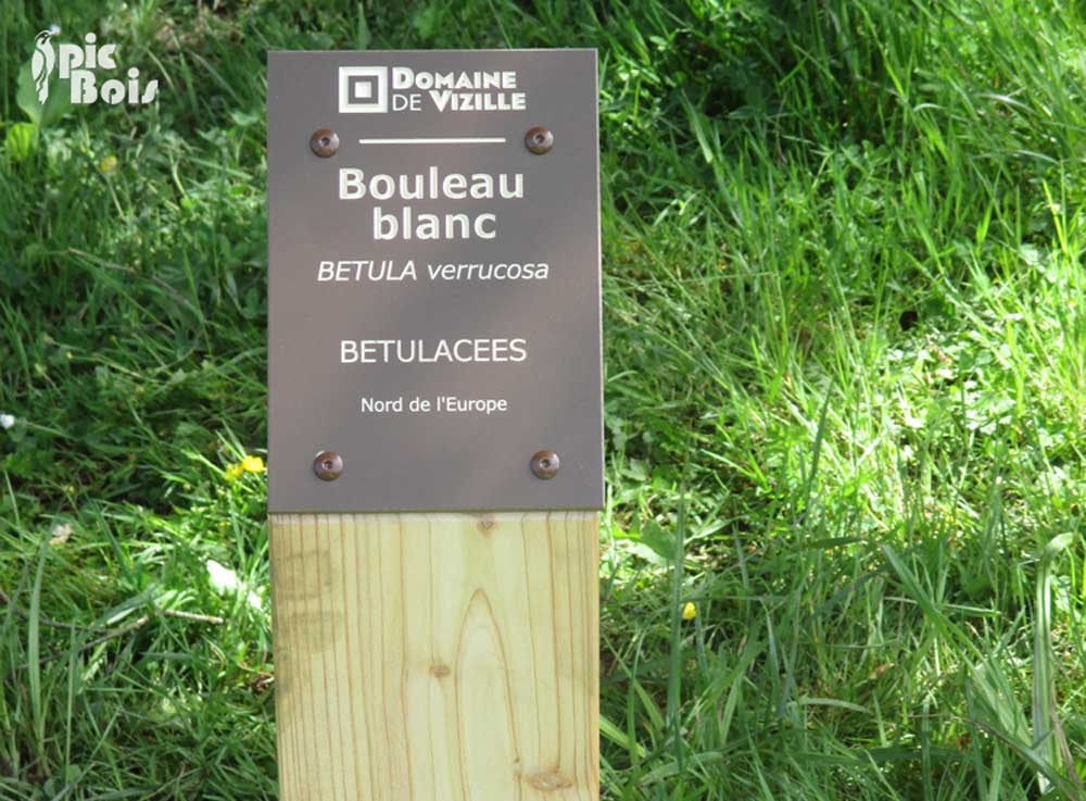 Signalétique touristique - Plaque arboretum - Boulot blanc - Fabrication PIC BOIS