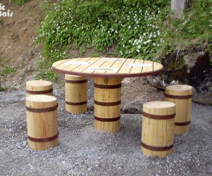 Signalétique touristique - Table de pique-nique - Sièges tonneaux - Fabrication PIC BOIS