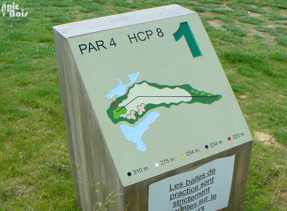 Signalétique touristique - Balisage - Parcours de golf - Fabrication PIC BOIS