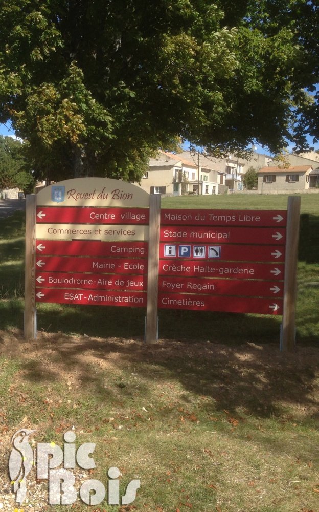 Signalétique touristique - SIL - Double informations - Fabrication PIC BOIS