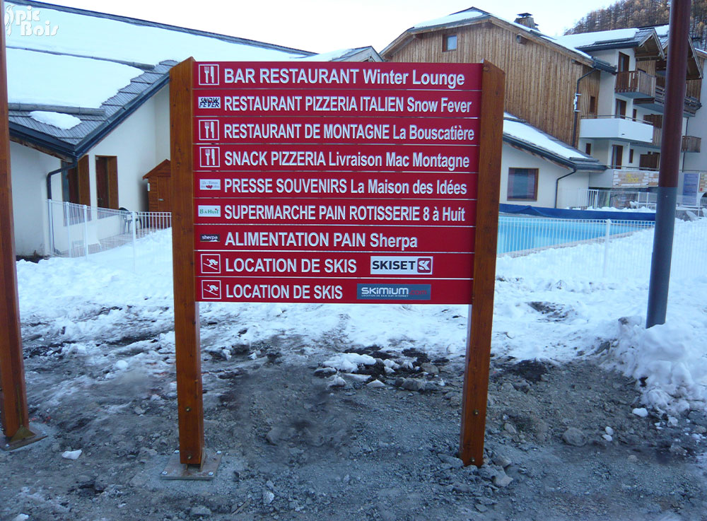 Signalétique touristique - SIL - Activités de station de ski - Fabrication PIC BOIS
