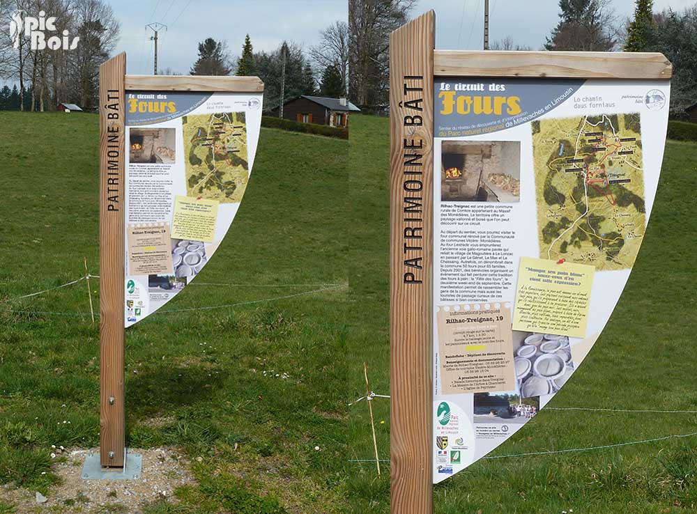 Signalétique touristique - Panneau d'information - Plan des Fours - Fabrication PIC BOIS