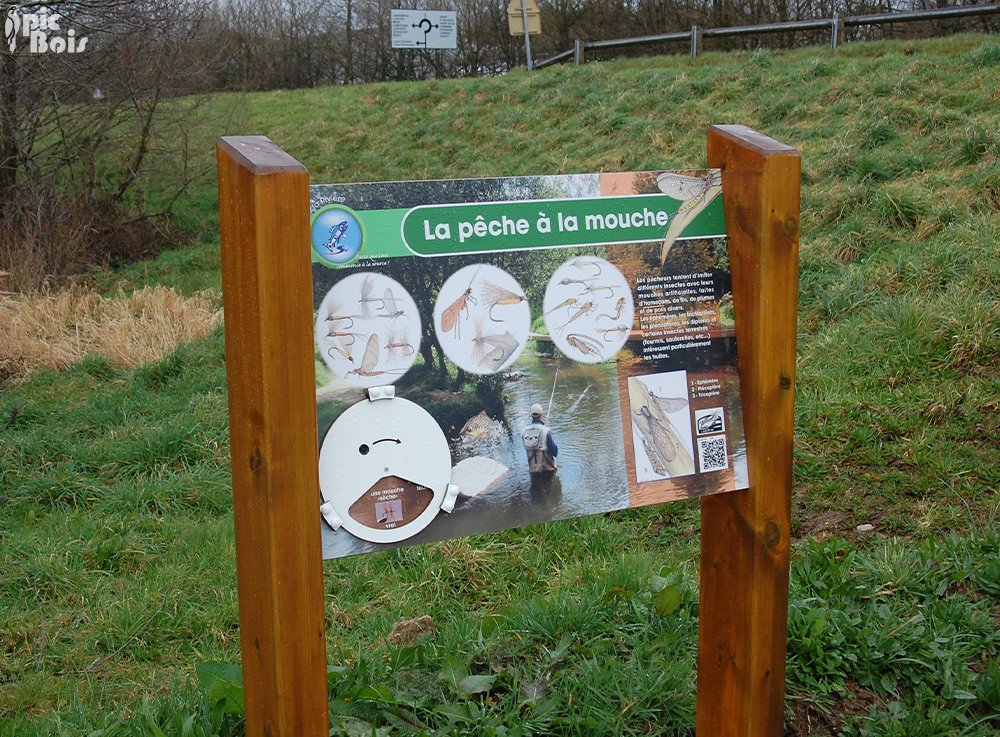 Signalétique touristique - Mobilier interactif - Pêche à la mouche - Fabrication PIC BOIS