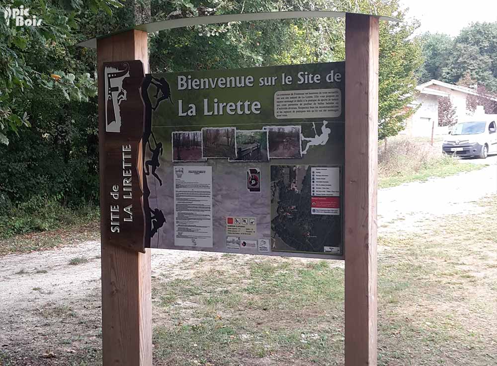 Signalétique touristique - Panneau d'information - Site escalade - Fabrication PIC BOIS