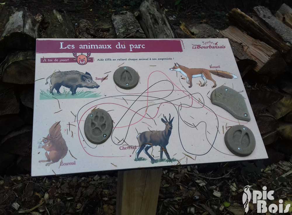 Signalétique touristique - Mobilier interactif - Traces d'animaux - Fabrication PIC BOIS