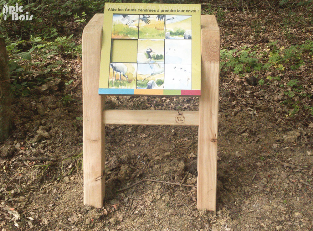 Signalétique touristique - Mobilier interactif - Taquin oiseaux - Fabrication PIC BOIS