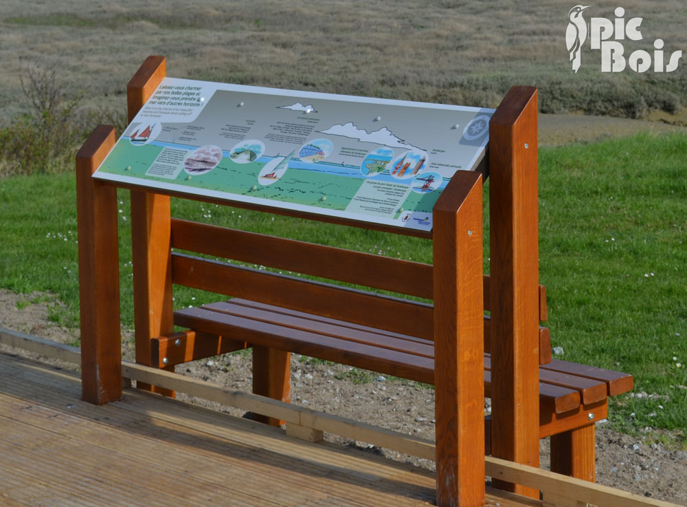 Signalétique touristique - Table de lecture - Pupitre avec banc - Fabrication PIC BOIS