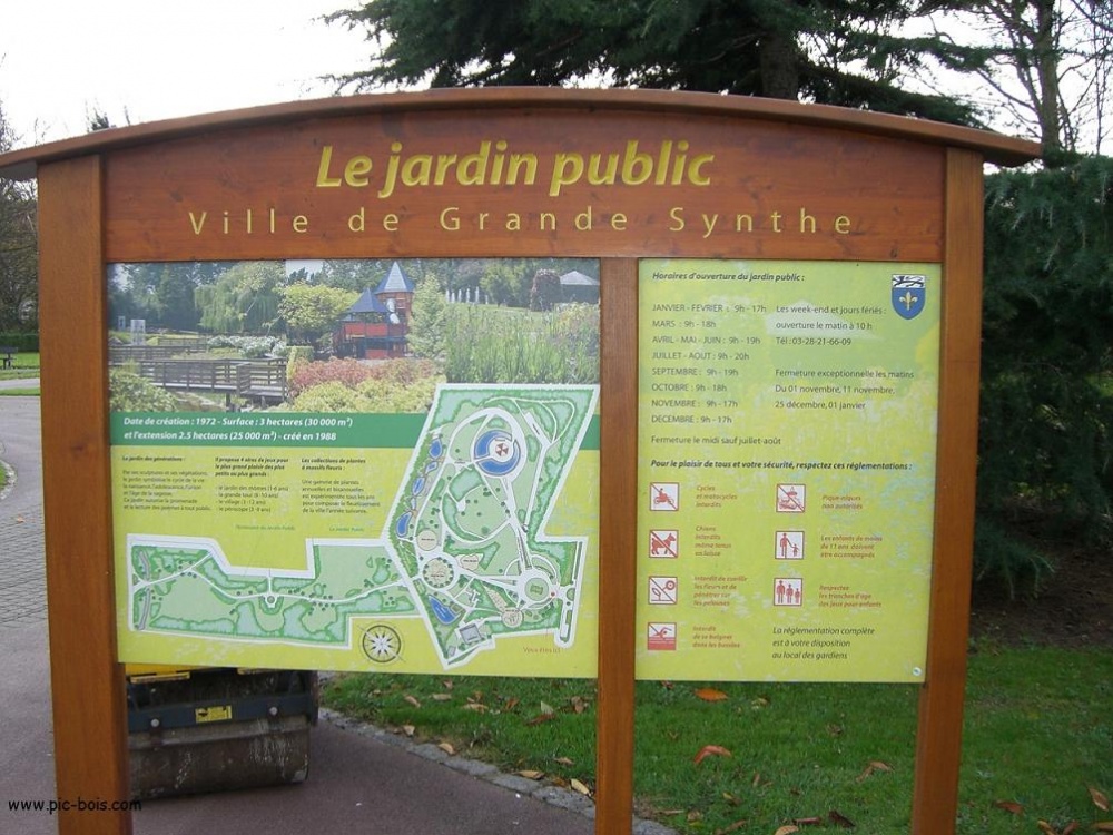 Signalétique touristique - Panneau d'information - Jardin public - Fabrication PIC BOIS