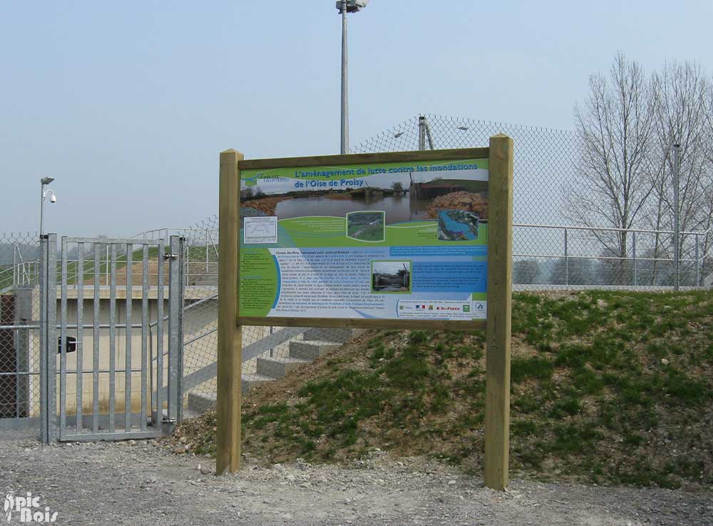 Signalétique touristique - Panneau d'information - Inondations - Fabrication PIC BOIS