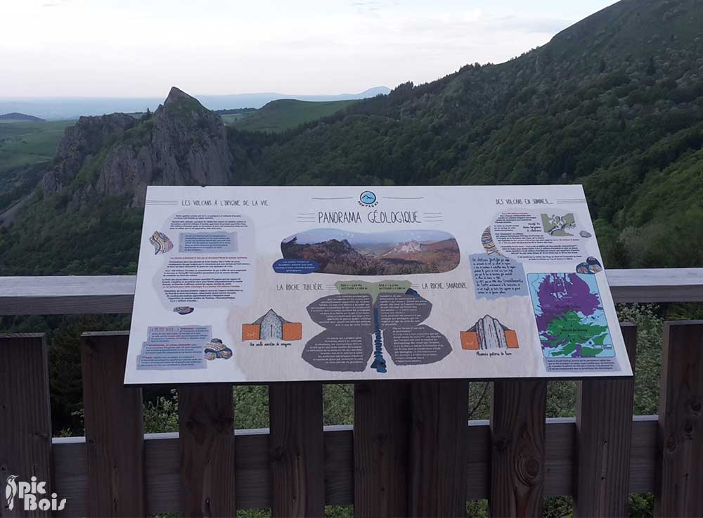 Signalétique touristique - Table de lecture - Panorama géologique - Fabrication PIC BOIS
