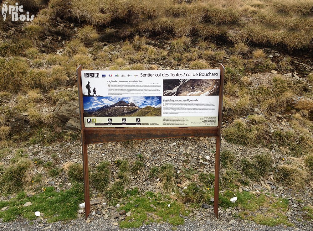 Signalétique touristique - Panneau d'information - Col des Tentes - Fabrication PIC BOIS