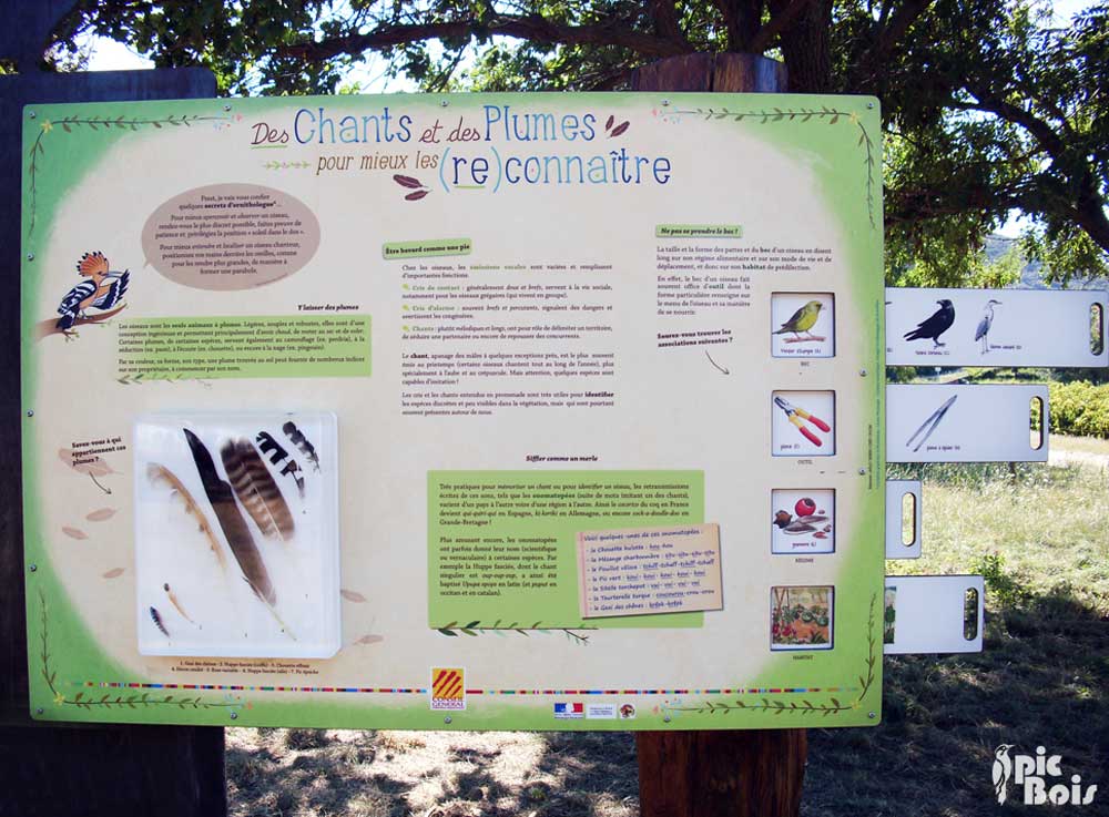 Signalétique touristique - Mobilier interactif - Chant des oiseaux - Fabrication PIC BOIS