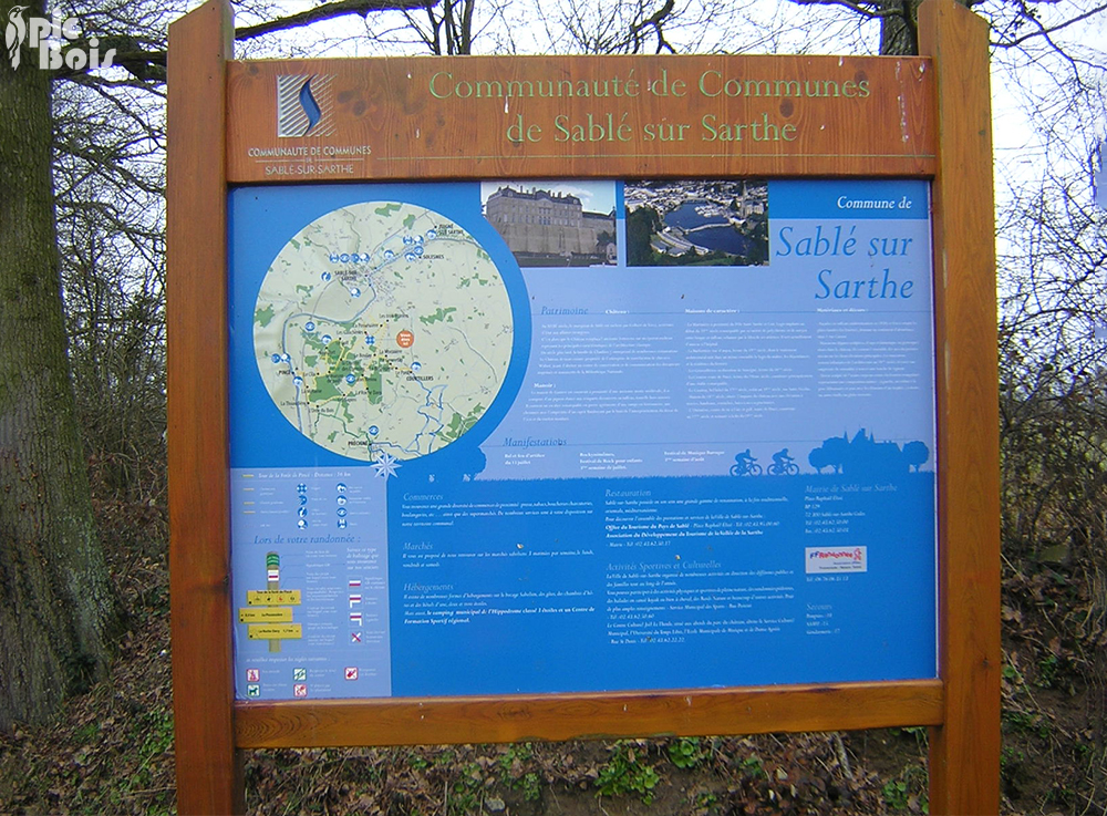 Signalétique touristique - Panneau d'information - Plan commune - Fabrication PIC BOIS