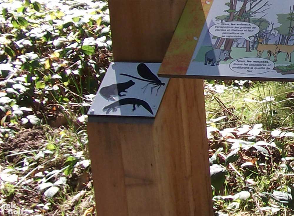 Signalétique touristique - Plaque thématique - Silhouette animaux - Fabrication PIC BOIS