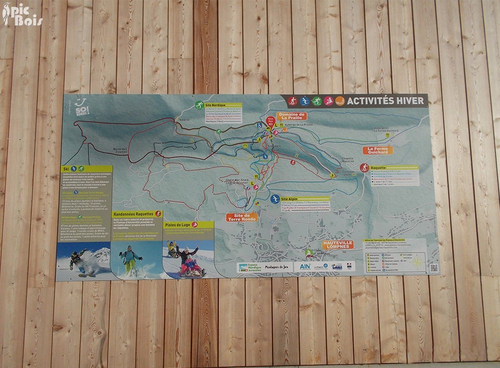 Signalétique touristique - Plan des pistes - Pistes de ski et vélo - Fabrication PIC BOIS