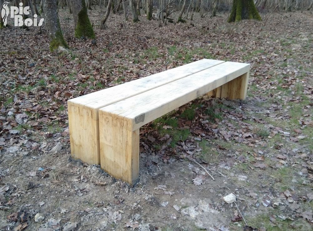 Signalétique touristique - Banc - Assemblage tenon et mortaise - Fabrication PIC BOIS