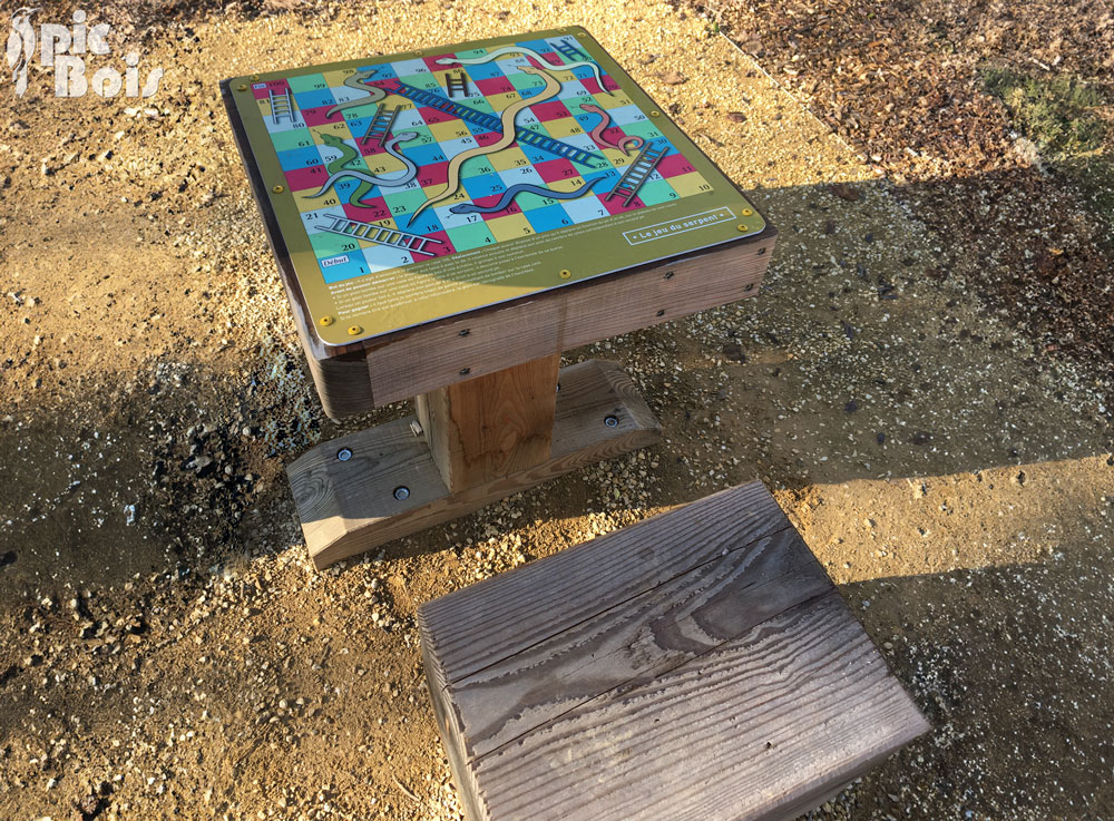 Signalétique touristique - Table de jeu - Serpents et échelles - Fabrication PIC BOIS