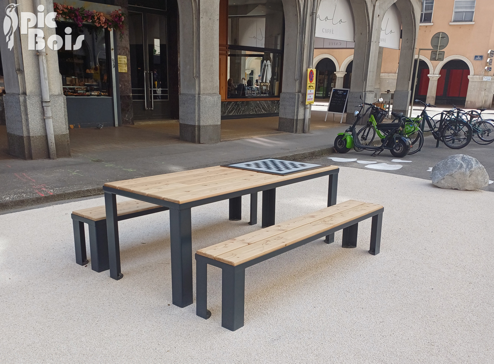 Signalétique touristique - Table de pique-nique - Jeu de dames - Fabrication PIC BOIS