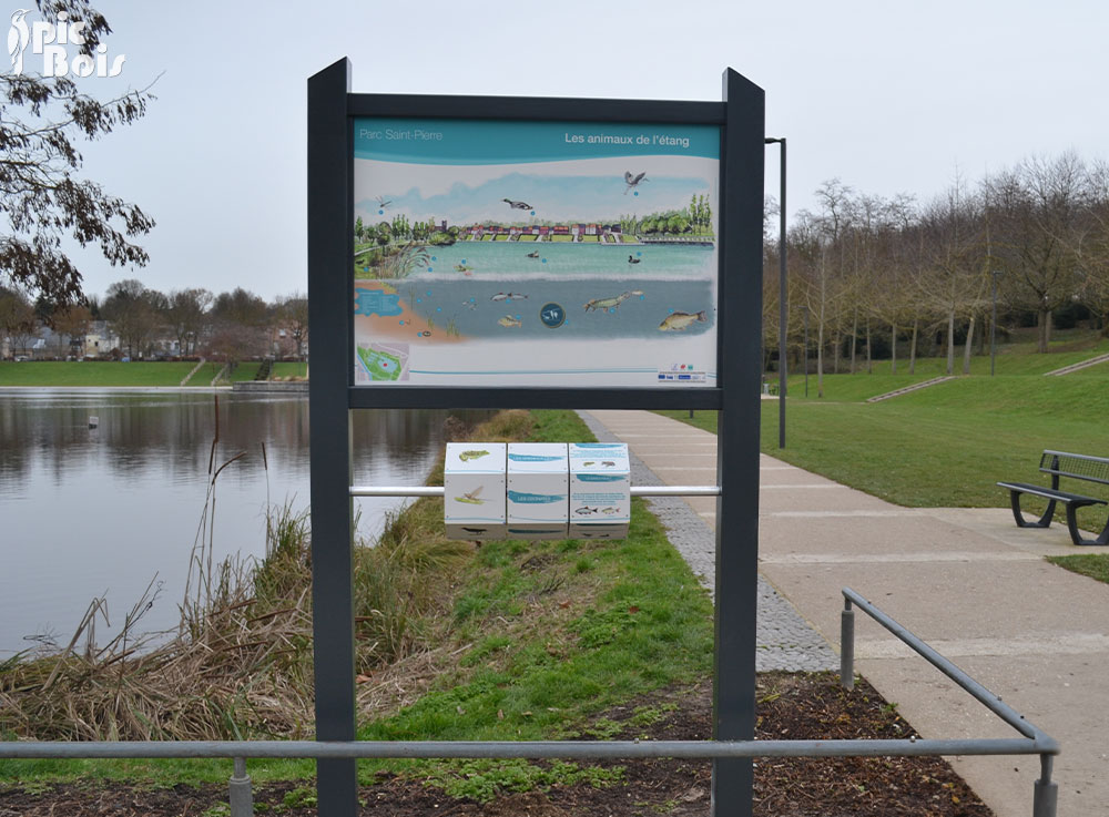 Signalétique touristique - Mobilier interactif - Animaux de l'étang - Fabrication PIC BOIS