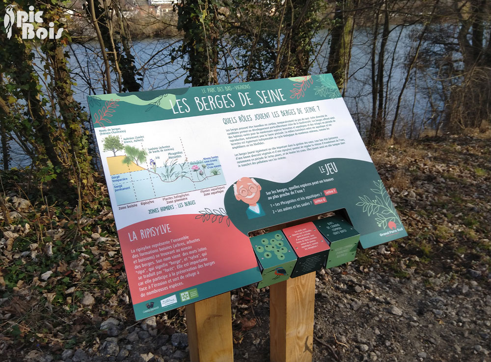 Signalétique touristique - Mobilier interactif - Berges de Seine - Fabrication PIC BOIS
