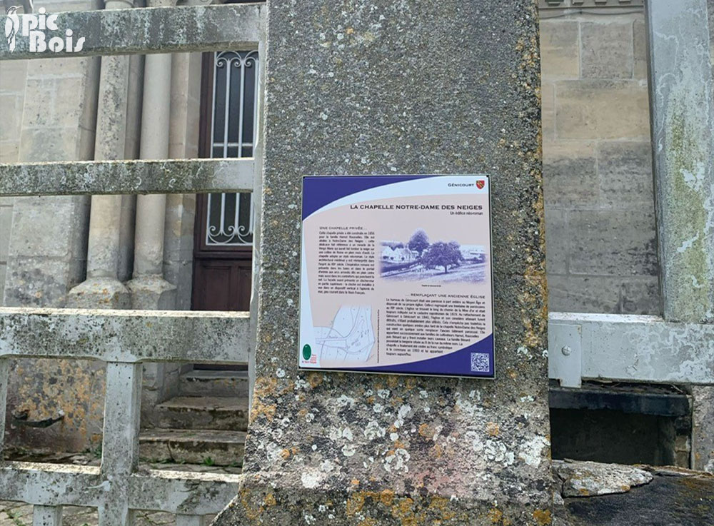 Signalétique touristique - Plaque thématique - Notre-Dame des neiges - Fabrication PIC BOIS