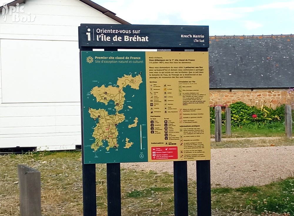 Signalétique touristique - Panneau d'information - Infos île - Fabrication PIC BOIS