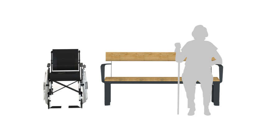 Signalétique touristique - Banc Pichauris avec dossier et accoudoirs - Fabrication PIC BOIS