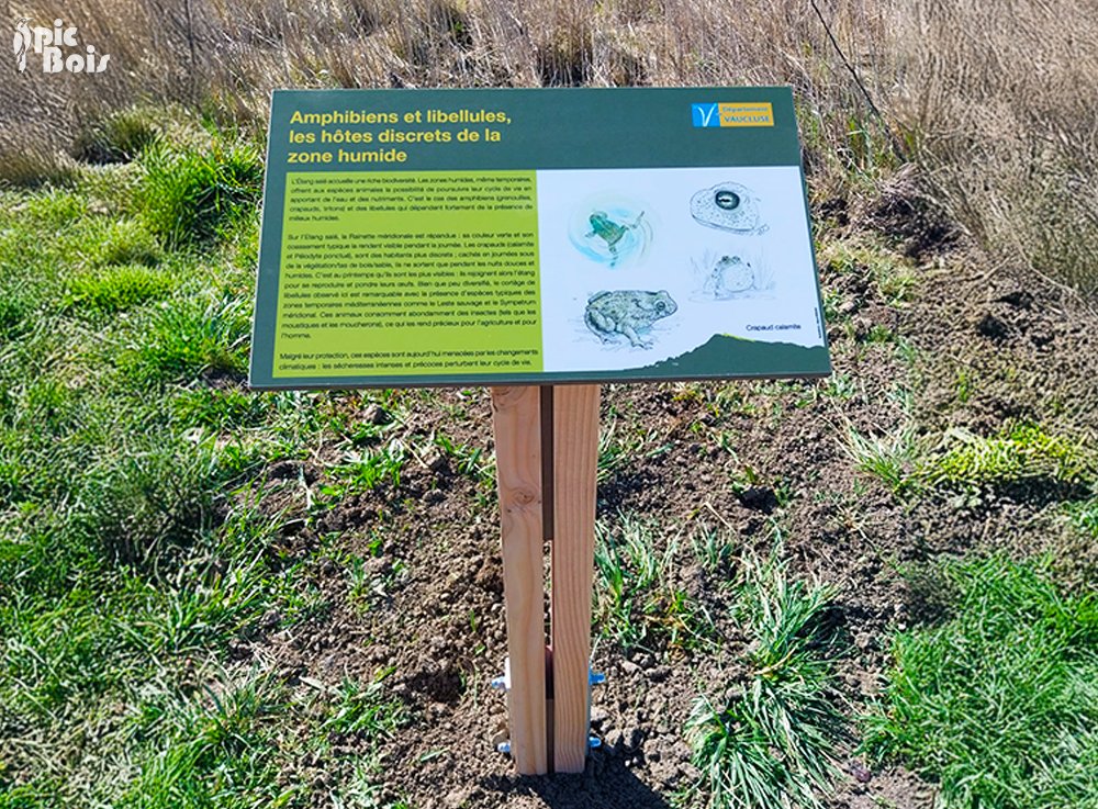 Signalétique touristique - Table de lecture - Faune de l'étang - Fabrication PIC BOIS