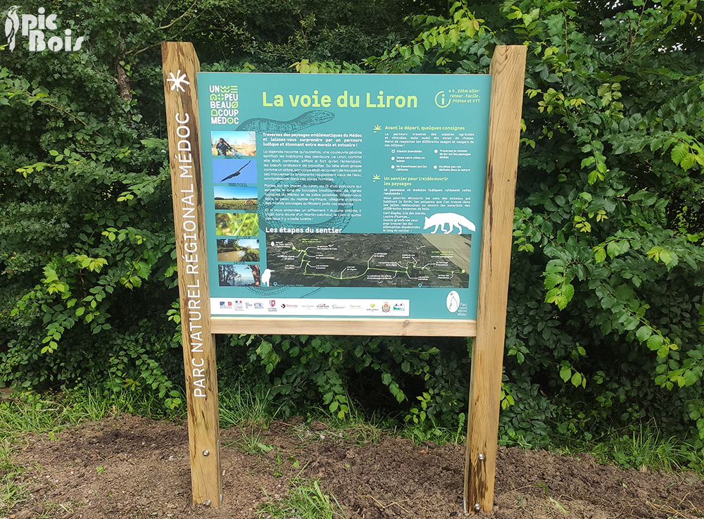 Signalétique touristique - Panneau d'information - La voie du Liron - Fabrication PIC BOIS