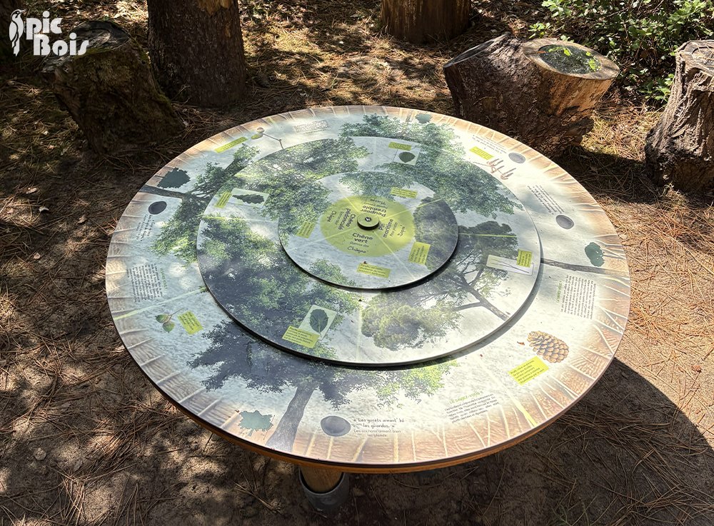 Signalétique touristique - Table à disques tournants - Fabrication PIC BOIS