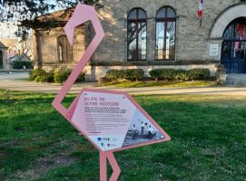 Signalétique touristique - Plaque thématique - Flamant rose - Fabrication PIC BOIS