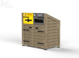 Signalétique touristique - Cache-conteneur - Abri-bacs 2 tris pente arrière éligible Citeo - Fabrication PIC BOIS