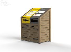 Signalétique touristique - Cache-conteneur - Abri-bacs 2 tris pente avant éligible Citeo - Fabrication PIC BOIS