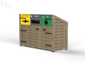 Signalétique touristique - Cache-conteneur - Abri-bacs 3 tris pente arrière éligible Citeo - Fabrication PIC BOIS